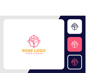 rose logo design with line art and flowers