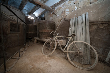 Fototapeta na wymiar old bicycle leaning against wall