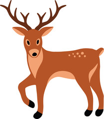 Christmas Gold Deer Art Illustration
