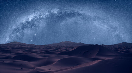 Amazing milky way over the sand dunes of Sahara Desert - Sahara, Morocco