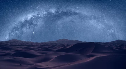 Foto op Plexiglas Amazing milky way over the sand dunes of Sahara Desert - Sahara, Morocco © muratart