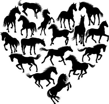 Horse Silhouette Heart
