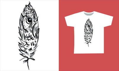 owl. Hand drawn vector illustration. Print design for t-shirt.Retro old style	