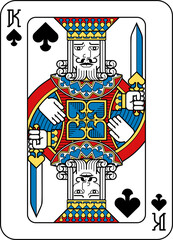 Playing Card King of Spades Yellow Red Blue Black