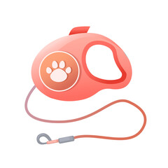 leash tape measure for dogs. Accessory for dogs and cats. Pet shop. PNG illustration isolated on transparent background. Leash for walking pet