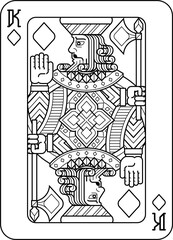 Playing Card King of Diamonds Black and White