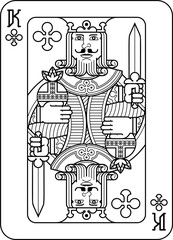 Playing Card King of Clubs Black and White
