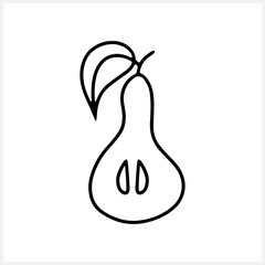 Doodle pear food icon isolated. Hand drawn line art. Sketch fruit. Coloring page book. Vector stock illustrations. EPS 10