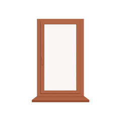 Single brown window frame with clear transparent glass.