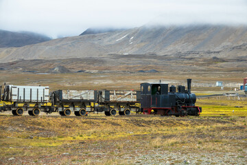 Old and derelict mining railway in Ny-Alesund, Spitsbergen, Kongsfjord, Svalbard, Norway