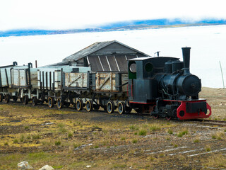 Old and derelict mining railway in Ny-Alesund, Spitsbergen, Kongsfjord, Svalbard, Norway