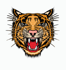 Roaring tiger illustration.Vector eps ai.Wonderful wild cat t shirt printing.