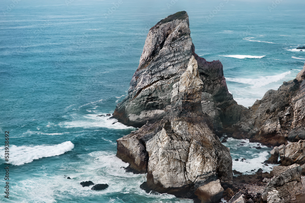 Wall mural background picturesque seascape with cliffs of cape of rock (cabo da roca) on the coast of atlantic 