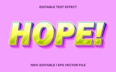hope 3d text effect with stylish  theme. blue text lettering typography font style