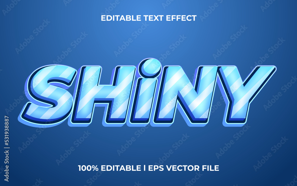 Poster shiny 3d text effect with glossy theme. blue text lettering typography font style