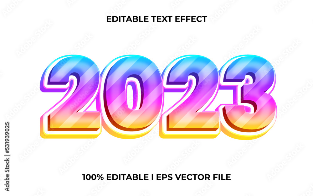 Poster 2023 3d text effect with calligraphy theme. new year typography