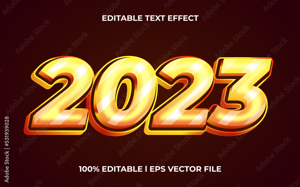 Poster 2023 3d text effect with calligraphy theme. new year typography