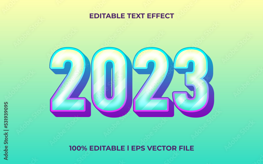 Poster 2023 3d text effect with calligraphy theme. new year typography