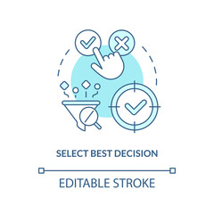 Select best decision turquoise concept icon. Solutions. Structure of case study abstract idea thin line illustration. Isolated outline drawing. Editable stroke. Arial, Myriad Pro-Bold fonts used