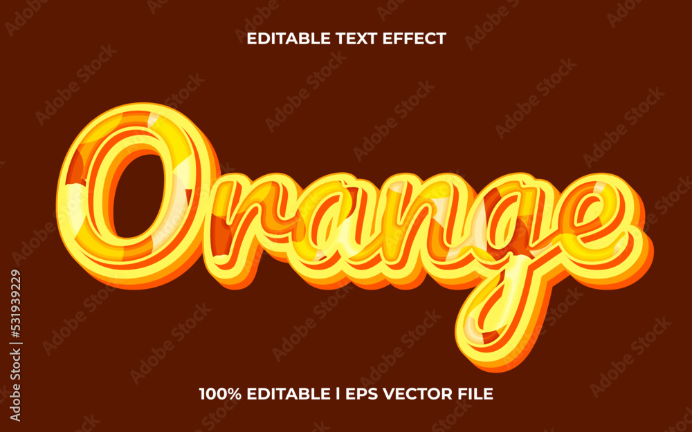 Poster orange 3d text effect with frash theme. orange text lettering typography font style