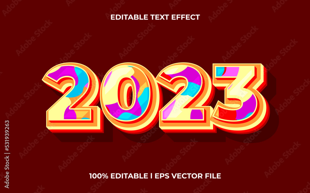 Poster 2023 3d text effect with calligraphy theme. new year typography