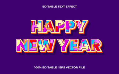 happy new year text effect with trendy theme. colorful text lettering typography font style