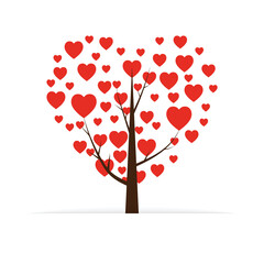 Obraz na płótnie Canvas Isolated tree with hearts in the white background. Vector EPS 10.