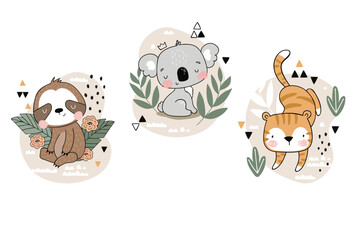 100% Vector woodland animals character, great for scrapbook, 15 cute and sweet animals comic illustractions1