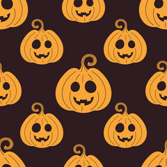 halloween seamless pattern collection with cute pumpkins