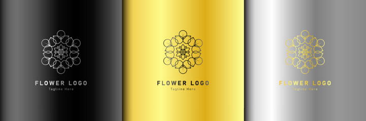 Luxury gold beauty flower spa logo template wellness design for health wellness business vector