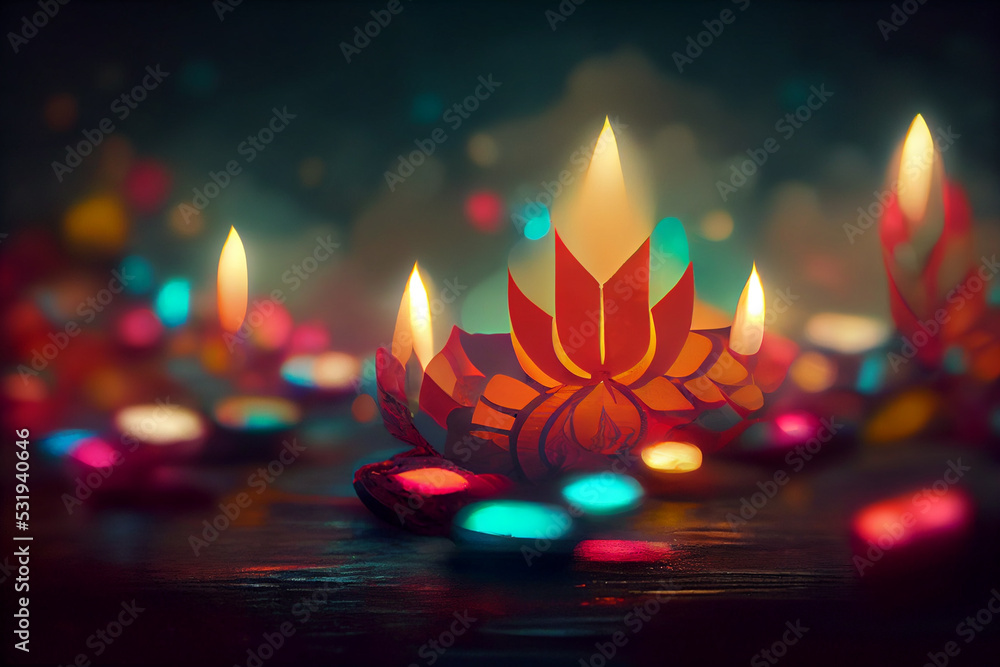 Canvas Prints Digital 3d illustration of Diwali, the festival of lights. 