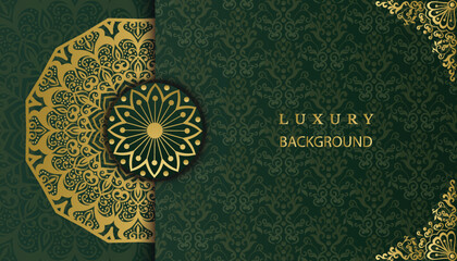 Creative luxury ornamental mandala design background in gold color. Decorative greeting card. Design for invitation, wedding card, Diwali, decoration. India, Indian, Arabic, Damask, Asian, Turkish