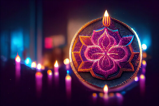 Digital 3d illustration of Diwali, the festival of lights. 