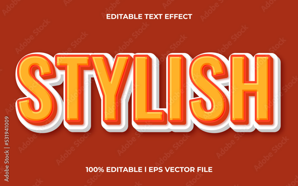 Poster stylish 3d text effect with trendy theme. red text lettering typography font style