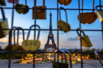 Eiffel Tower in Paris at sunrise. France