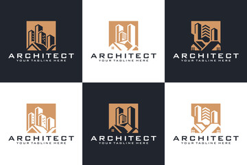 collection of building logo design inspiration, architects