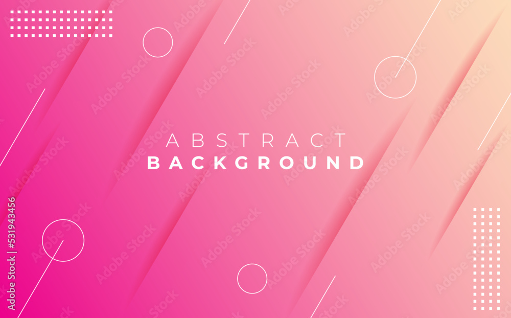 Poster pink minimal geometric gradient background. dynamic shapes composition with paper cut