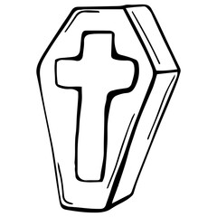 Halloween hand drawn scary grave doodle black sketch