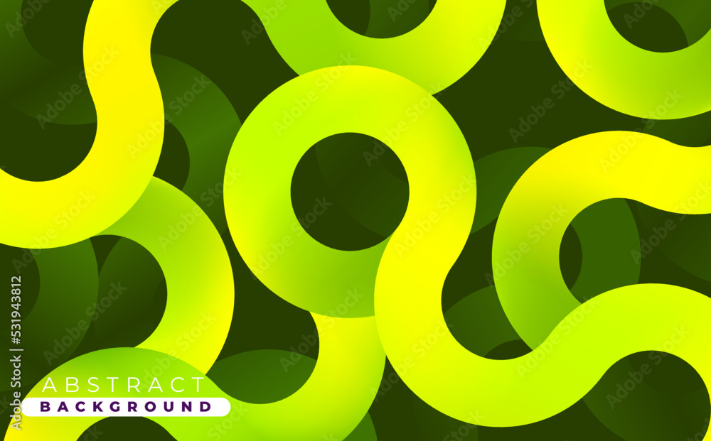 Poster abstract gradient green circles geometric shape background. overlapping circles and lines.