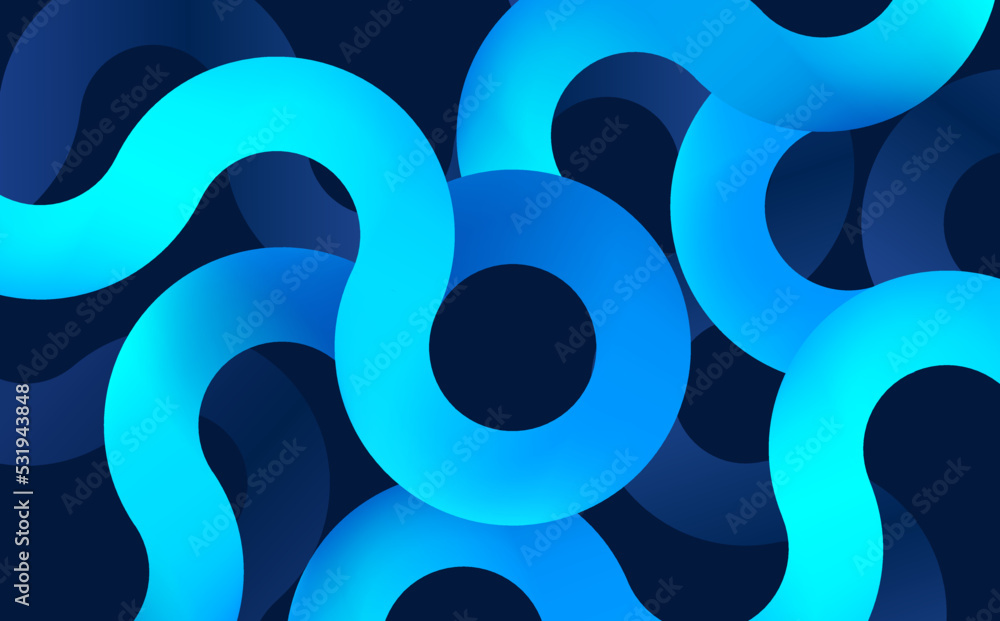 Poster abstract gradient blue circles geometric shape background. overlapping circles and lines.