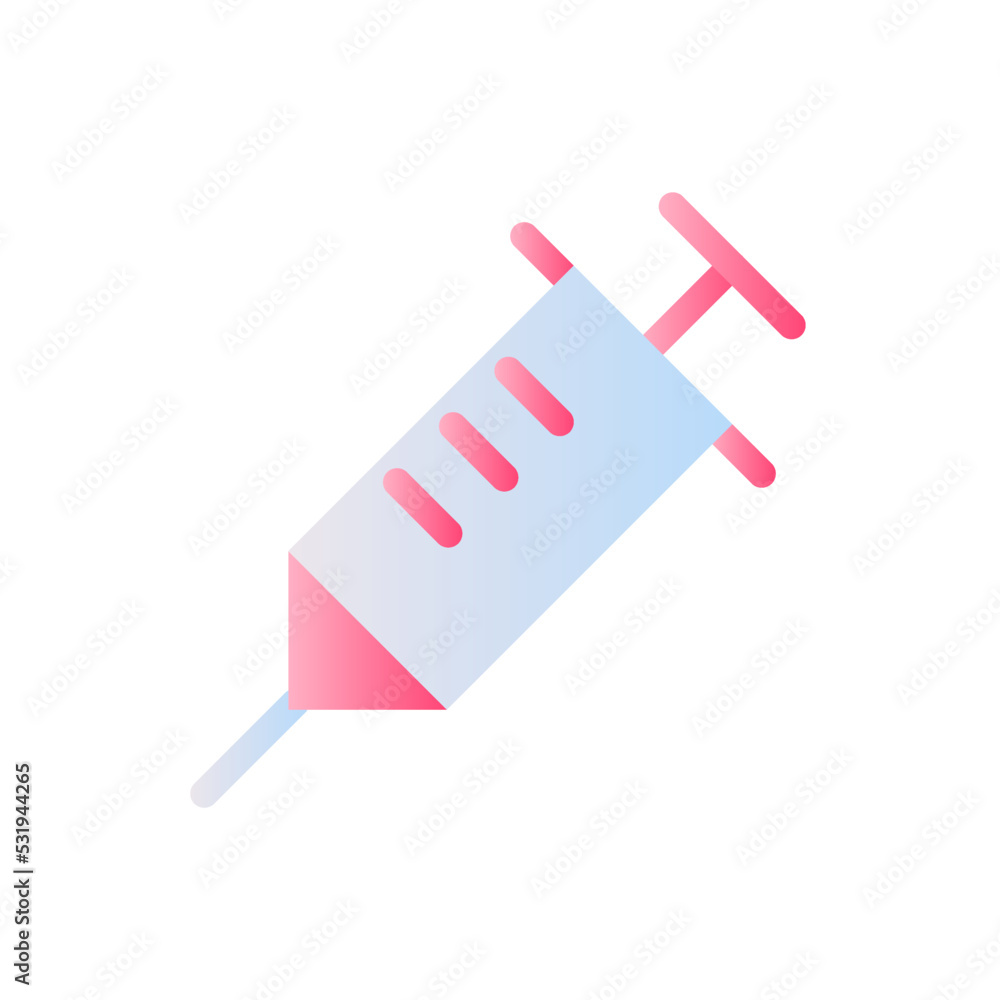 Poster syringe flat gradient two-color ui icon. regular vaccination and immunization. injection. simple fil