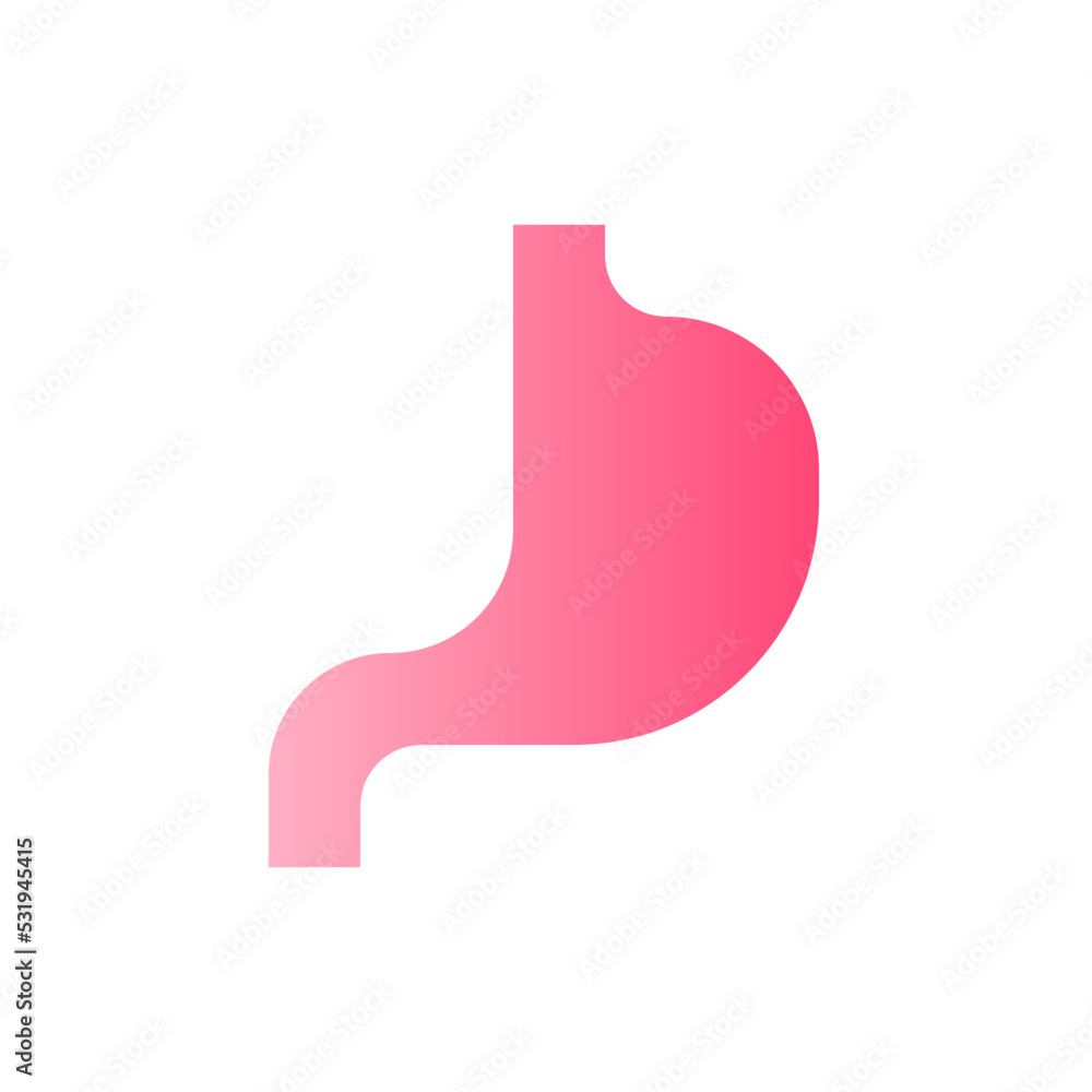 Poster stomach flat gradient two-color ui icon. digestive system checkup. gastrointestinal tract. simple fi