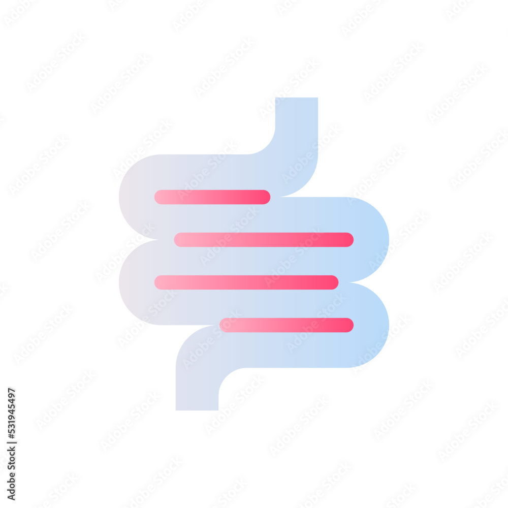 Poster intestine flat gradient two-color ui icon. body organ. checkup of bowel. gastrointestinal tract. sim