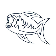Fish line icon illustration. Illustration icon related to water animals. Simple design editable