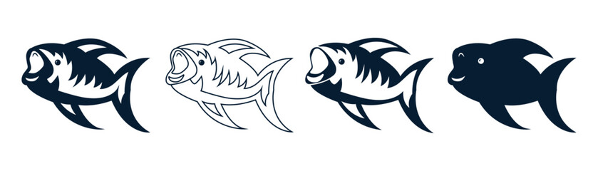 Fish icon set illustration. Illustration icon related to water animals. Simple design editable