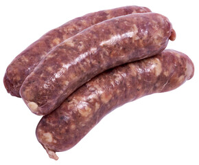 Raw beef or pork grill sausage isolated