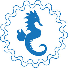 Seahorse icon, ocean animal symbol vector