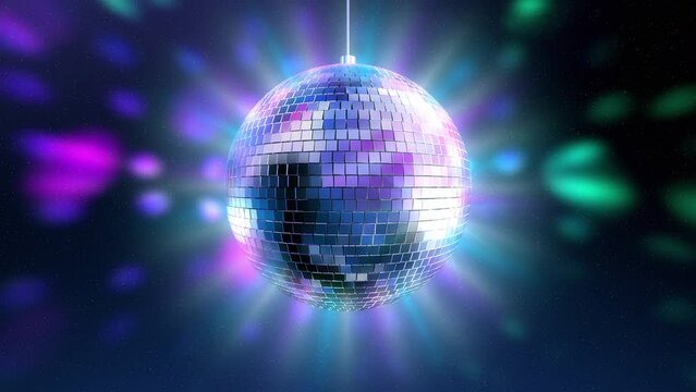 Neon Disco ball  animation for music broadcast TV, night clubs, music videos, LED screens and projectors, glamour and fashion events, jazz, pops, funky and disco party.