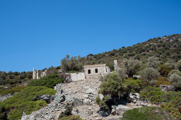 Fototapeta premium Building Ruins on an Turkish Island ruined by Earthquake.