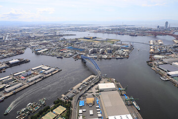 千歳橋と鶴町空撮